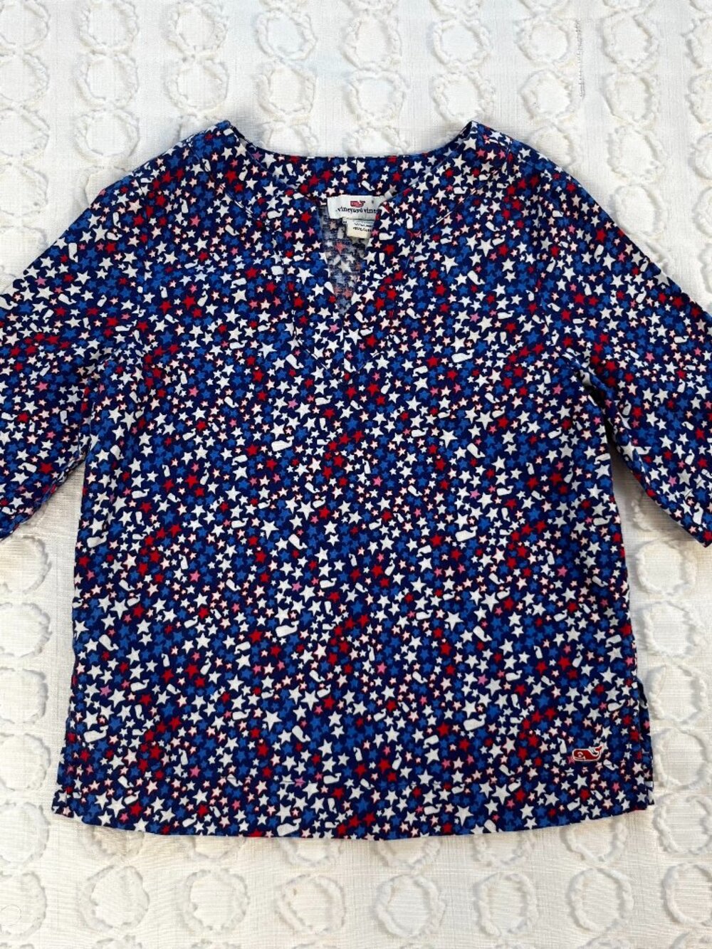 Vineyard Vines Toddler Girl 3T Tunic Top Red White & Blue July 4th Stars